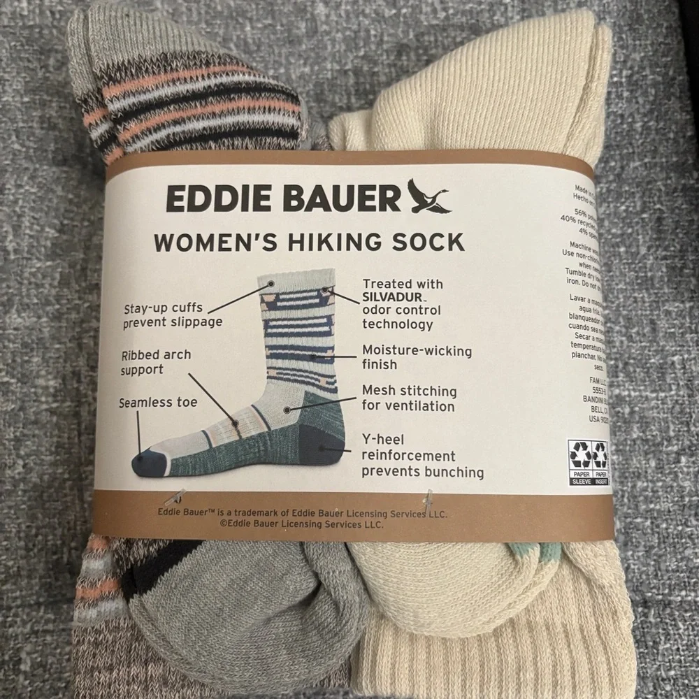 Eddie Bauer Women's Hiking Socks - Pink, Blue, Gray Set